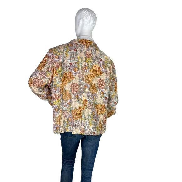 Marina Rinaldi Woven Tweeded Floral Blazer Jacket  Sz IT 25, US 16 Large - Picture 6 of 15